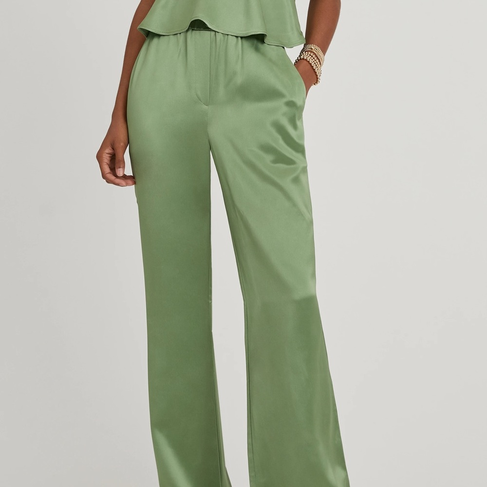 Something Navy Avocado Silky Trousers Medium